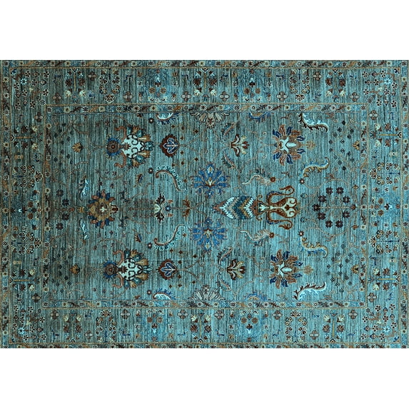 Ahgly Company Indoor Rectangle Oriental Light Blue Industrial Area Rugs, 4' x 6'