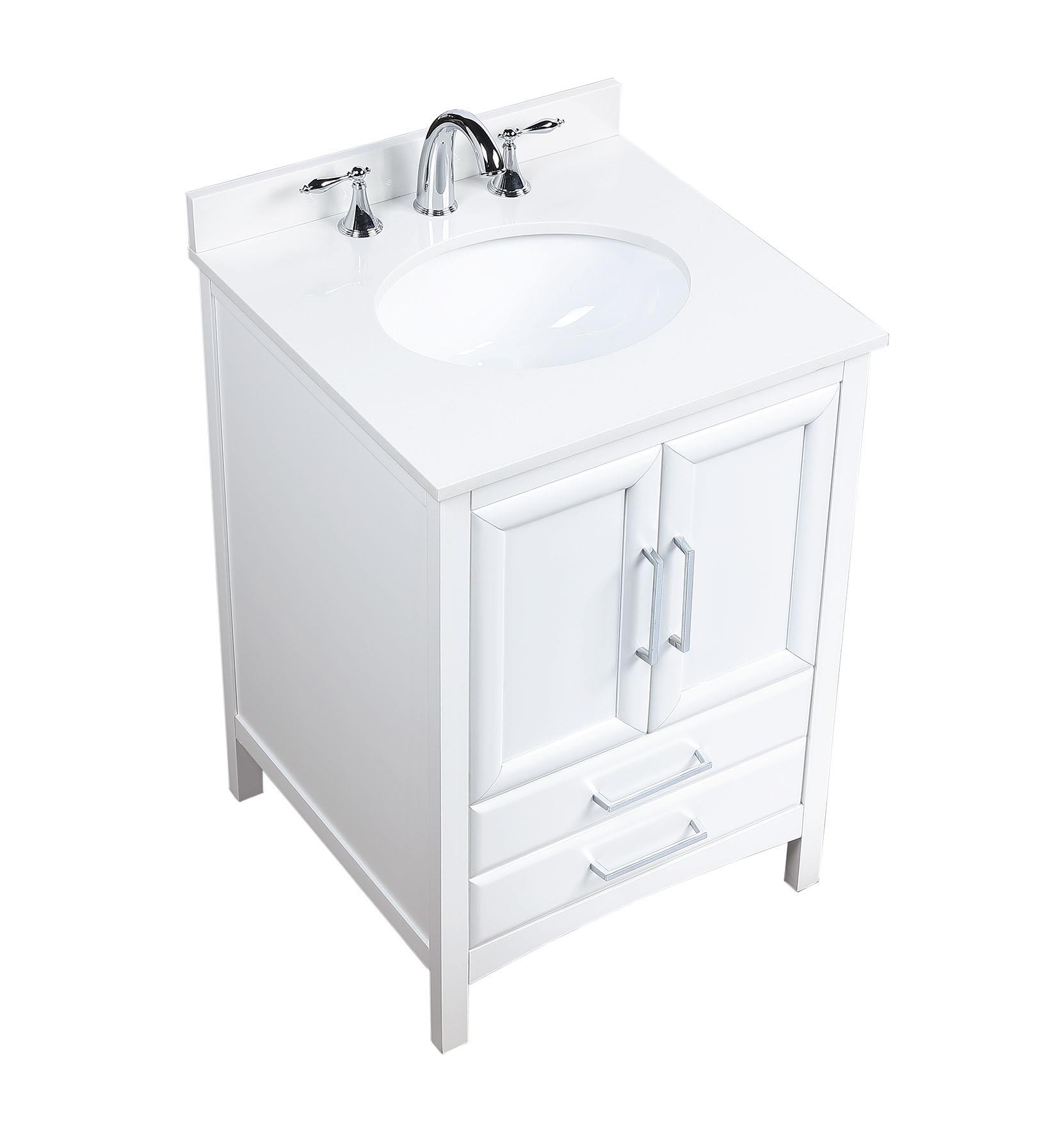 Vanity Art 24 Inch Single Sink Bathroom Vanity Set With Cultured Marble Vanity Top And Ceramic Sink Walmartcom Walmartcom