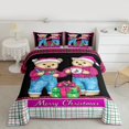 thumbnail image 3 of Manfei Christmas Bear Full Size Comforter Sets for Teen, Cartoon Stripes Buffalo Bedding Comforter Set, Happy New Year Reversible Bedding Sets, Super Cozy Room Decor, 3-Piece, 3 of 8