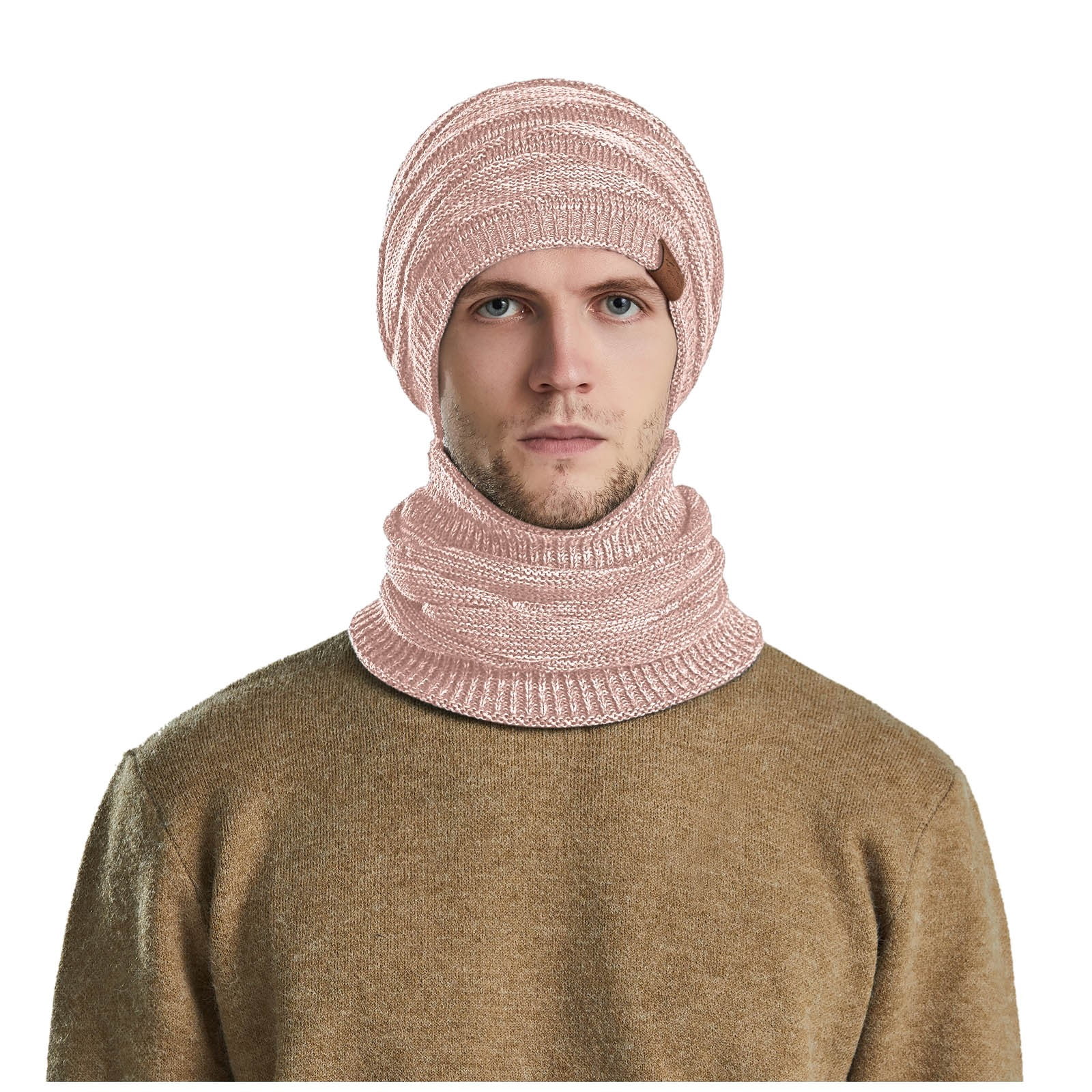 Tanhomme Fleece Hood Cycling Ski Thermal Face-Cover Hat Winter Warm Cap Scarf for Cold Weather Men's Women's Winter Knitted Fleece Windproof Hood Scarf Coif Winter Knit Hat Warm Hats