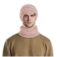thumbnail image 4 of Nooxsoe Warm Winter Beanie Hat & Scarf Set Winter Warm Bonnet Women Thermal Beanie Thick Warm Hat Warm Knitted Neck Scarf Snow Knit Cap Winter Headwear Womens Hats Pink One Size, 4 of 8