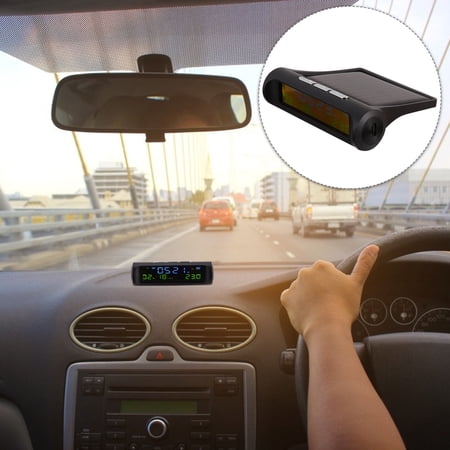 CRILSTYLEO Solar Powered Digital Car Clock with Visual & Audio Alarm, Compact Design, Easy to Use - 1 Piece