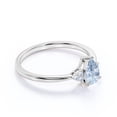 thumbnail image 3 of JeenMata 1.10 Carat Pear Shaped Created Aquamarine Wedding Ring in 18k White Gold over Silver, 3 of 6