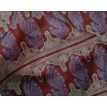 thumbnail image 4 of oneOone Silk Tabby Fabric Peacock Block Printed Fabric 1 Yard 42 Inch Wide, 4 of 4