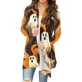 thumbnail image 2 of UVEASISHA Halloween Cardigan for Women Pumpkin Ghost Print Long Sleeve Shrugs Open Front Kinomo Cardigans Lightweight Outwear Coats Multicolor S, 2 of 7
