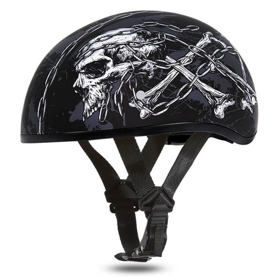 Daytona Helmets D6-SC Skull Cap 'Skull with Chains' Half Face Helmet Black