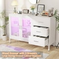 thumbnail image 2 of Homieasy Sideboard Buffet Cabinet with 3 Wood Drawers, Storage Cabinet with Power Outlet, Coffee Bar Cabinet with LED Light, Modern Cabinet Console Table for Kitchen Dining Room, White, 2 of 8