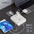 thumbnail image 4 of 14-in-1 Power Strip with 8 AC Outlets & 6 USB Ports (2 Type-C), Wall Mount Design for Office Den, 4 of 8