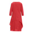 thumbnail image 5 of JUNWELL Robes d'Été Grande Taille pour Femmes à Manches Longues en Coton et Lin Décontractées Amples Unies Irrégulières Robe Maxi pour Femmes, 5 of 5