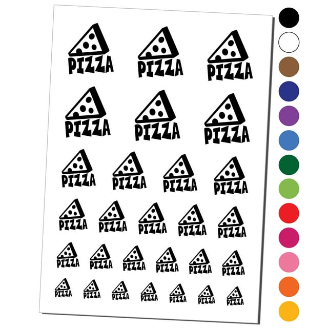 Pizza Slice with Text Water Resistant Temporary Tattoo Set Fake Body Art Collection - Orange