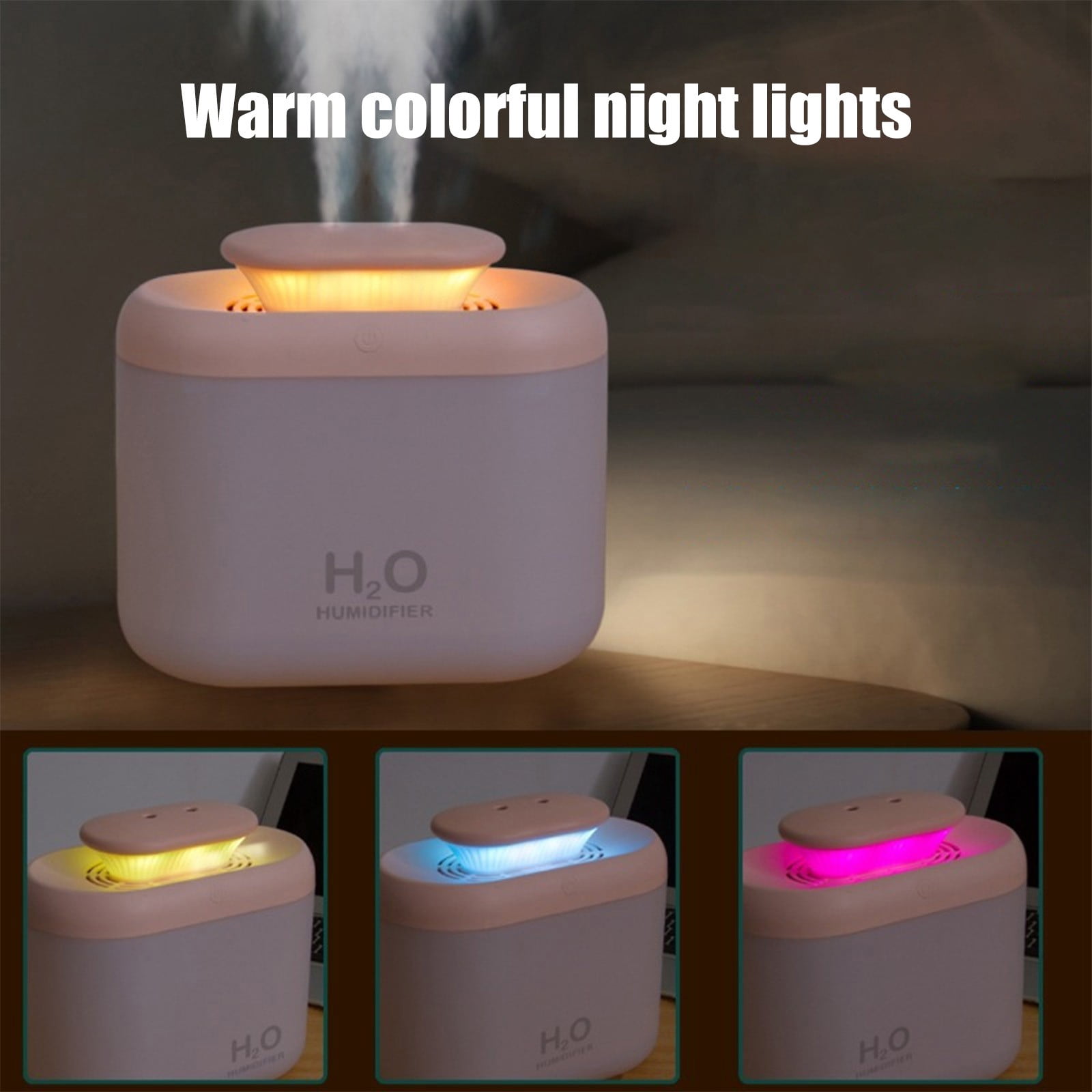 Xecvkr Mini Portable USB Humidifier Oil Diffuser Cool Mist Soft Night Light Quiet Air Purifierss Kids Bedroom Car Travel Home Desk Large Water Tank 1 Pc