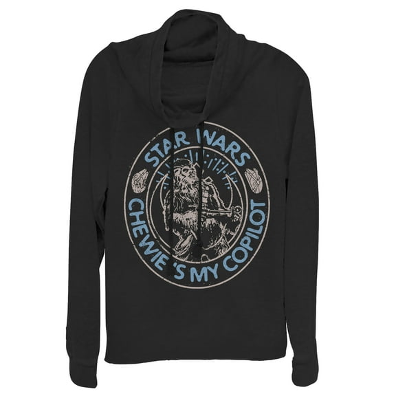 Junior's Star Wars: The Rise of Skywalker Chewie Copilot Cowl Neck Sweatshirt Black 3X Large