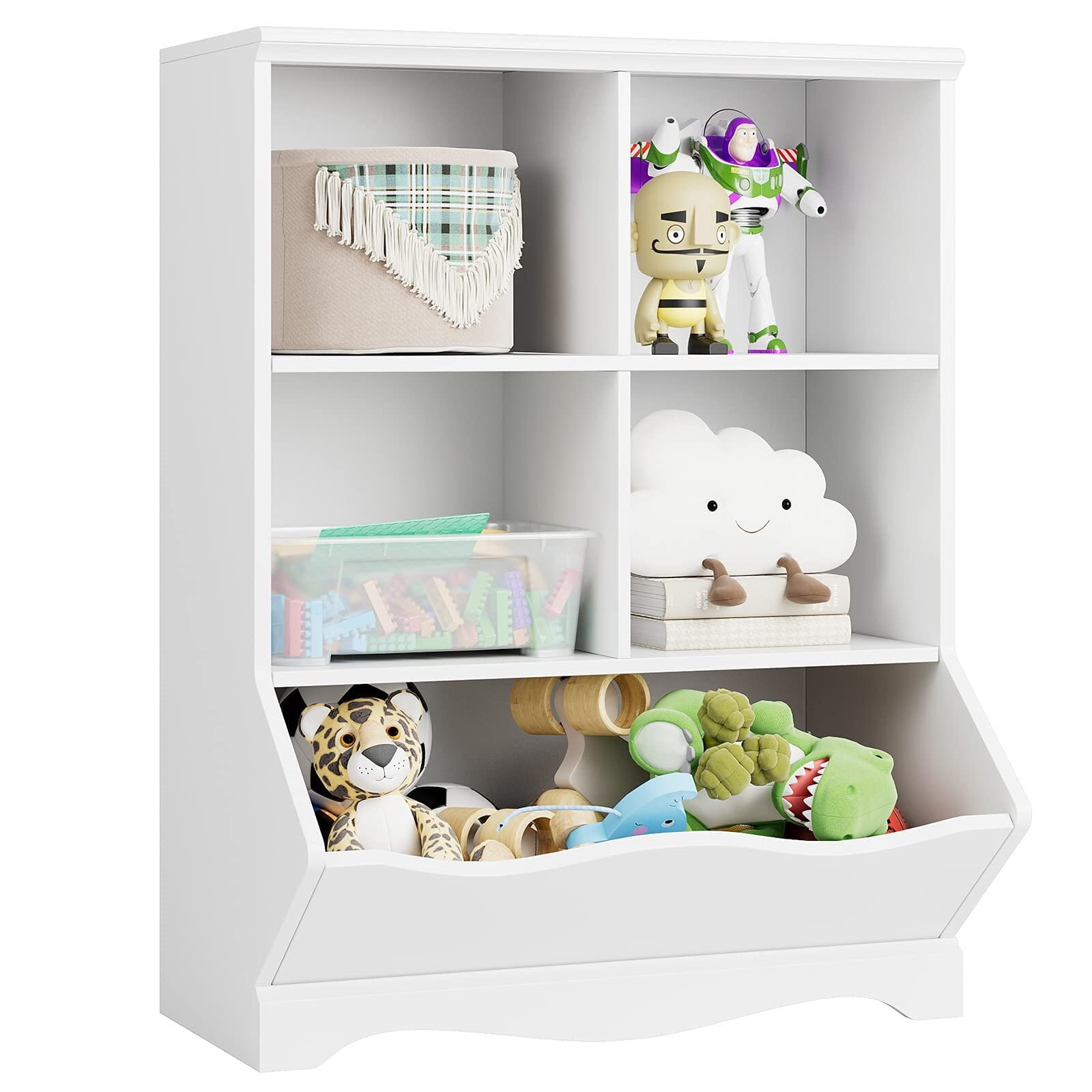 Kids Cube Storage Shelves with Bins and Large Storage for Kids Bedroom,  White, 1 Unit - Fry's Food Stores