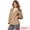 Khaki, variant on DARING DIVA Women's Notched Lapel Denim Blazer Work Long Sleeve Pad Jean Jackets XS Dark Blue