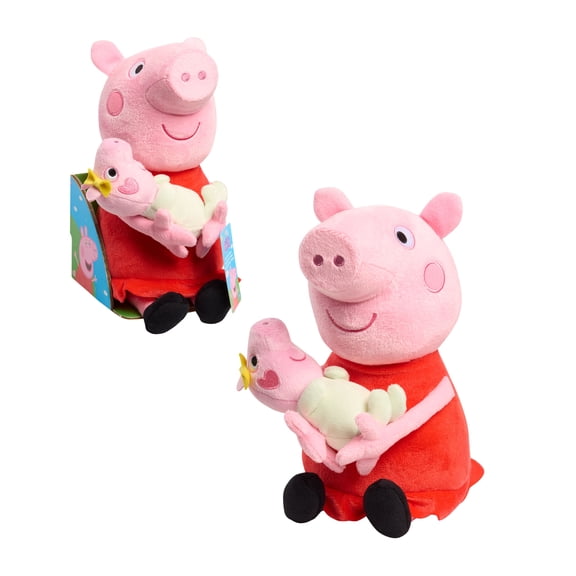 Lil Friends Peppa Pig Big Sis 11.5-inch Plush Stuffed Animal Featuring Baby Evie, Kids Ages 3 and up
