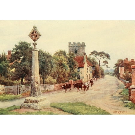 - Avon & Shakespeares Country 1910 Eckington Cross Stretched Canvas - Alfred Quinton (24 x 36)