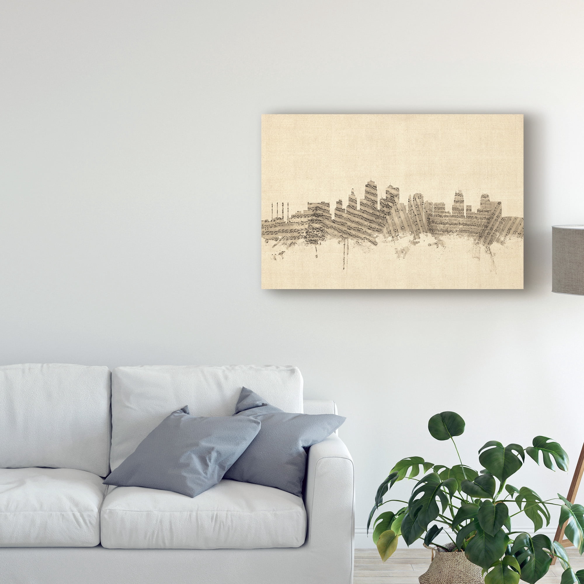 Trademark Fine Art 'Kansas City Missouri Skyline Sheet Music' Canvas Art by Michael Tompsett