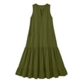 thumbnail image 4 of ClodeEU Women's Sleeveless V Neck Tiered Ruffle Maxi Dress with Pockets,Casual Loose Flowy Swing Dress Army Green,Women's Plus L, 4 of 6