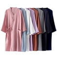 thumbnail image 3 of TFEOQRY Women's Cotton Double Layered Bathrobe Fashion Solid Color Frenulum Robe Pajamas Purple, 3 of 3