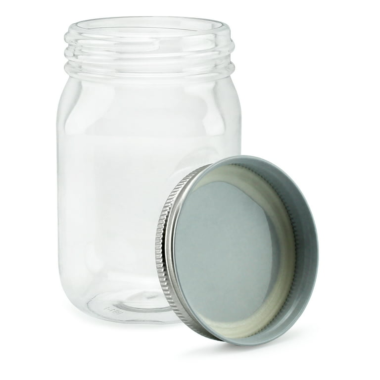 M01561 MOREZMORE 1 Clear 6 oz Oval Plastic Containers Jar + Lid Ellipso