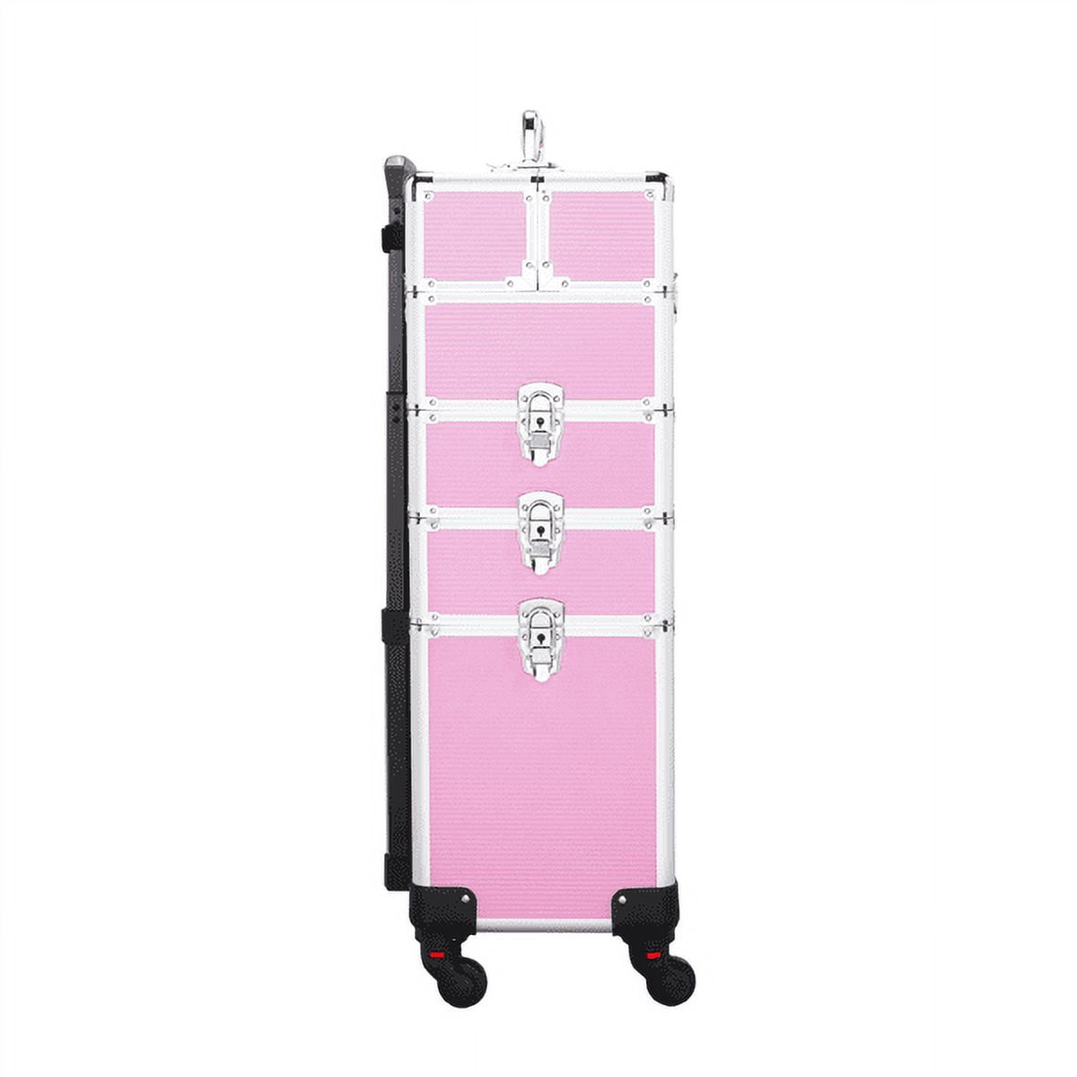 Alden Design Professional Aluminum Makeup Case with Wheels, Pink