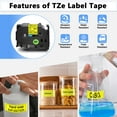 thumbnail image 3 of NineLeaf 5 Pack Compatible for Brother P-Touch TZe TZ Label Maker Tape TZe-661 TZ-661 36mm 1.4 in Laminated Black on Yellow Label Tape, 3 of 7