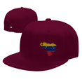 thumbnail image 4 of DouZhe Cap Flat Brim Snapback Hat, Venezuela Carte Drapeau Imprime Réglable Rouge Adulte Baseball Cap, 4 of 6
