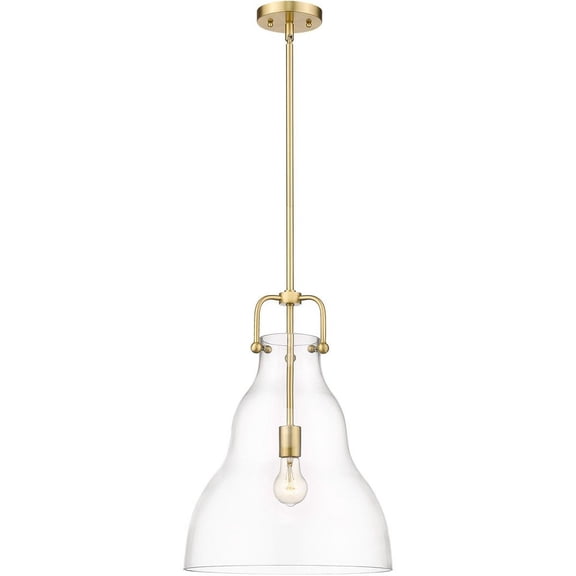 494-1S-SG-G592-14 Innovations Lighting Haverhill - 1 Light Pendant In Industrial Style-19 Inches Tall and 14 Inches Wide-Satin Gold Finish-Clear Glass