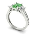 thumbnail image 2 of Three-Stone Engagement Ring for Women - 1.88ct Simulated Green Diamond in 18K White Gold Promise Ring, 2 of 6