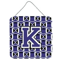 Letter K Football Purple and White Wall or Door Hanging Prints