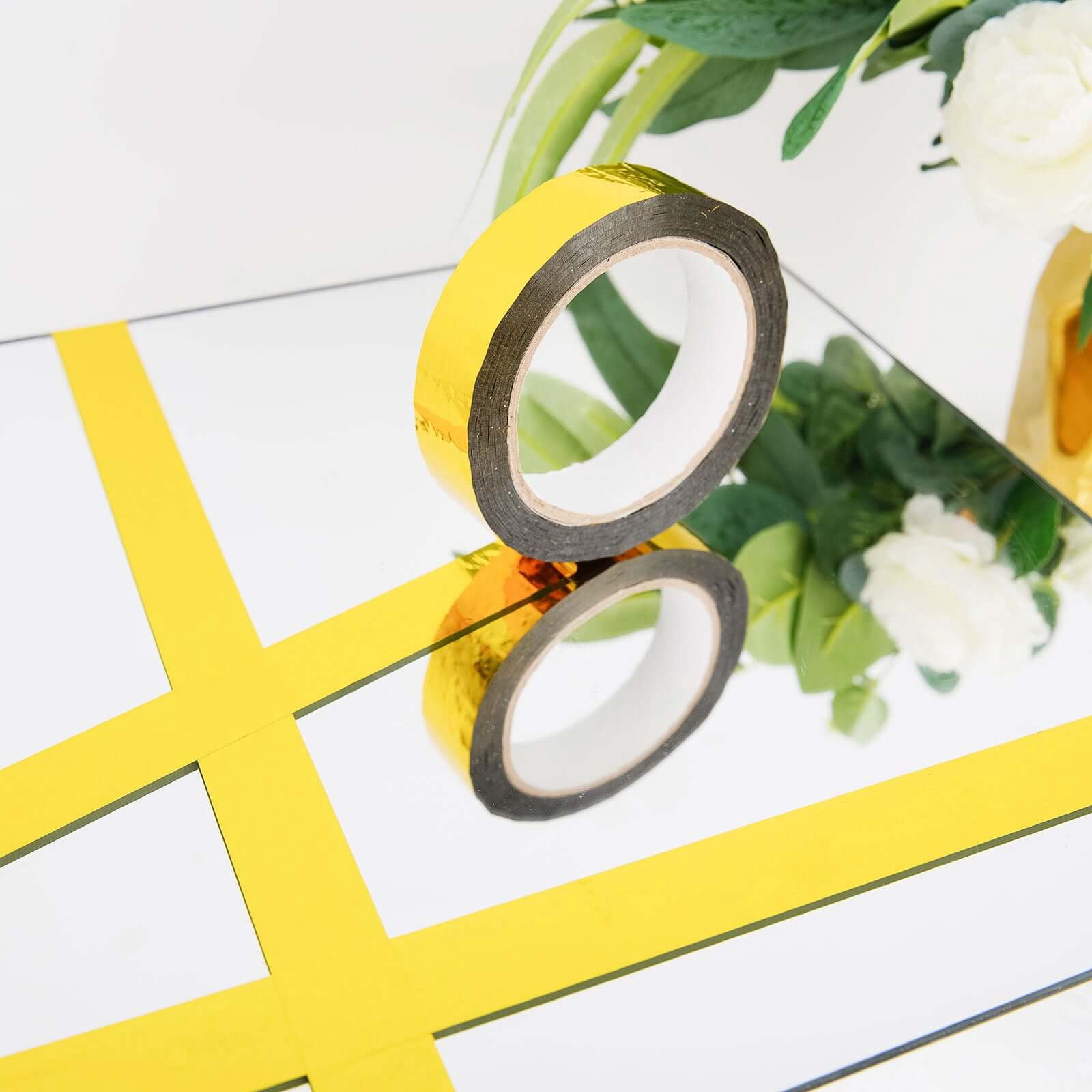 Efavormart 100 Yds | 1" Gold Metalized Film Tape, DIY Floral Wrap Decor Craft Tape - Polyester with Acrylic