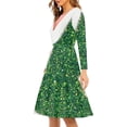 thumbnail image 2 of FKELYI Christmas Santa Women Dress Soft Long Sleeve Twirl Swing Dresses Stretchy Formal Christmas Dresses for Women Size XL Green, 2 of 4