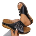 thumbnail image 5 of Busydd Womens Slides Comfortable Open Toe Buckle Wedge Sandals Casual Versatile Slip on Women Footwear 43, 5 of 8
