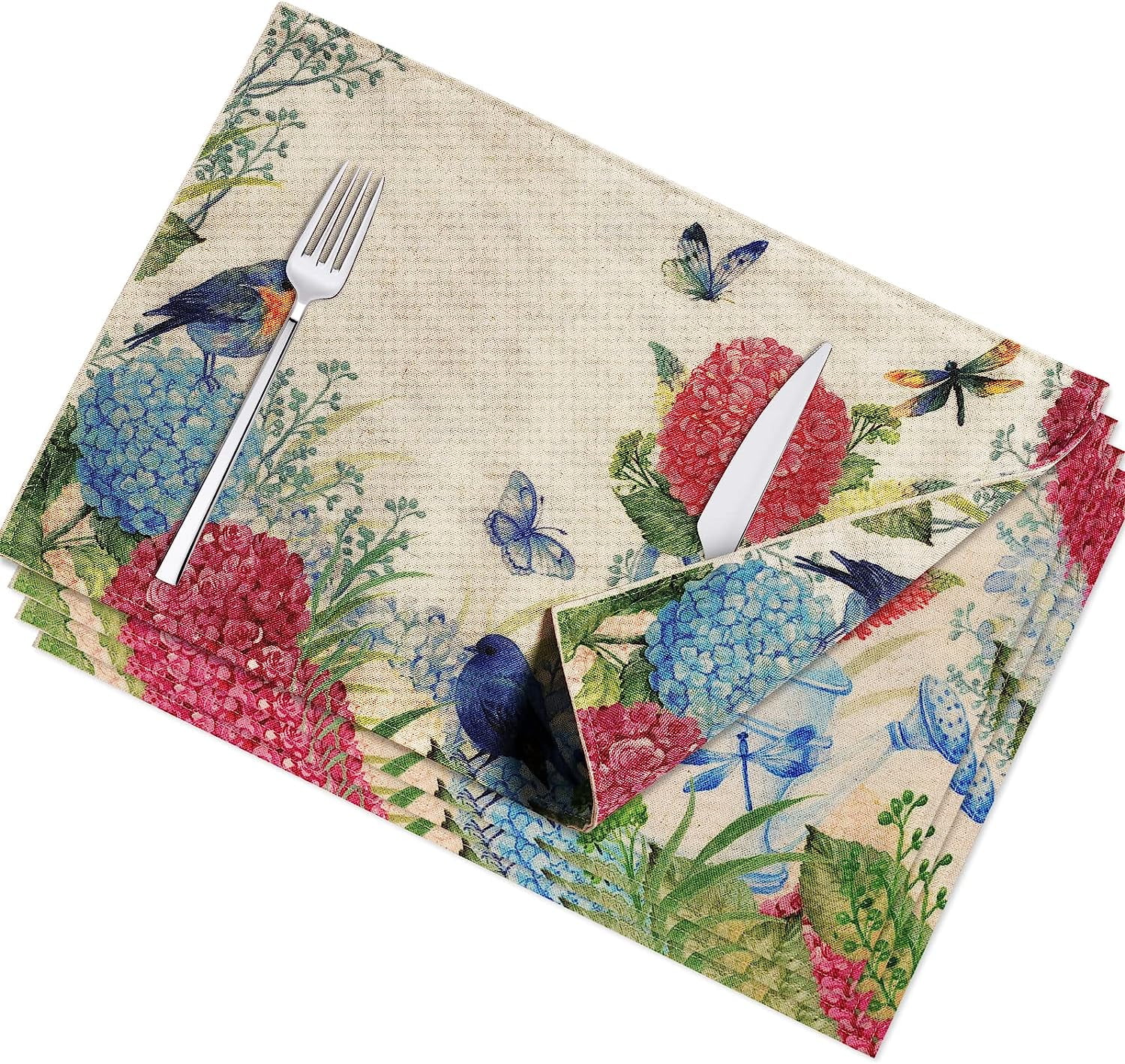 Reversible placemats Set of 4, Farmhouse Dining Table Place mats Set