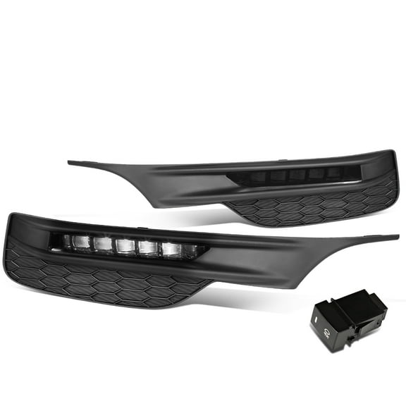 DNA Motoring FL-ZTL-257-SM For 2016 to 2017 Honda Accord Front Bumper LED Fog Light Lamp Bezel Switch Smoked Lens