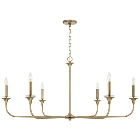 Capital Lighting 448961 Presley 6 Light 49 Wide Candle Style Chandelier - Brass