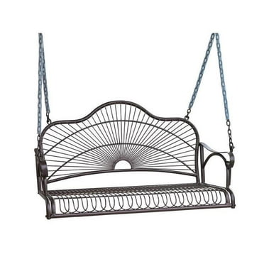 Pemberly Row Iron Patio Porch Swing in Bronze