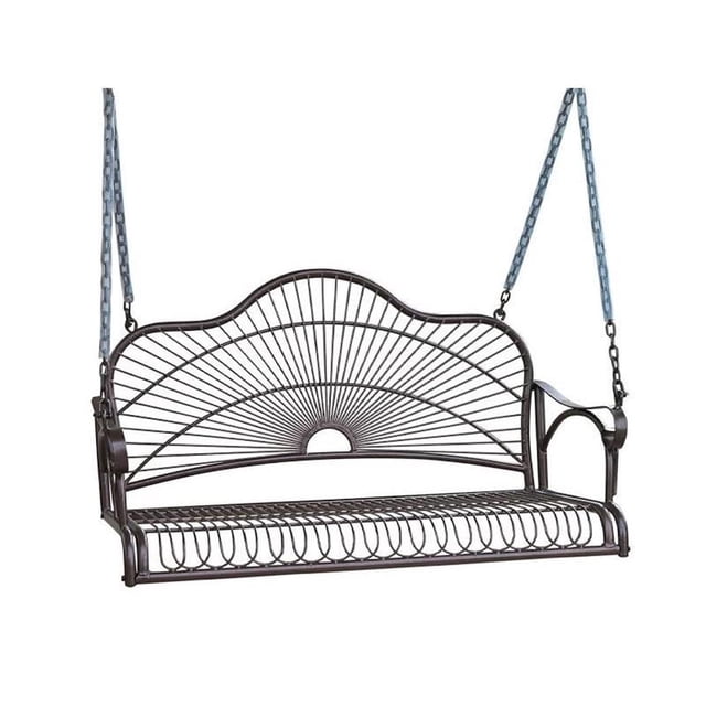 Pemberly Row Iron Patio Porch Swing in Bronze