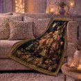 thumbnail image 6 of Dark moon floral vase peonies lilies gold border Flannel Blanket for bedroom reading nook living room romantic botanical Home Decor vintage elegant art Gift for her, 6 of 9