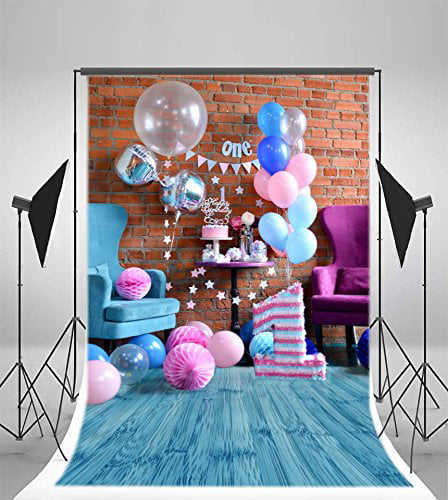 DaShan 7x5ft Polyester House Interior Living Room Backdrop Kids Cake Smash 1st Birthday Party Newborn Wall Decor Photography Background Cute Toy Baby Shower Wood Floor Birthday YouTube Photo Props