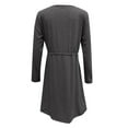 thumbnail image 4 of Pompotops Robe Décontractée Femme Couleur Unie Col en V Mode Manches Longues Ceinture à Boutons, 4 of 4