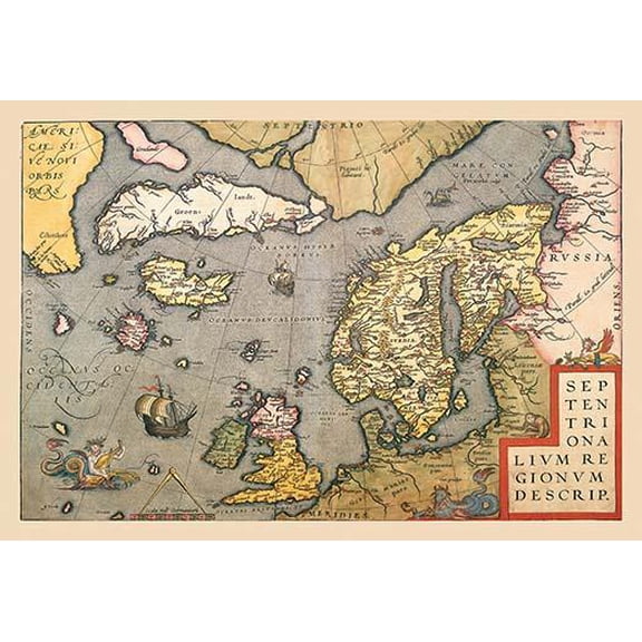 Map of North Sea-Fine Art Canvas Print (20" x 30")