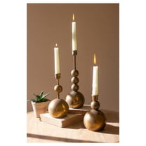 Exlonjet CLL2695 Antique Brass Taper Candle Holders, 11.5-inch Height, Set of 3