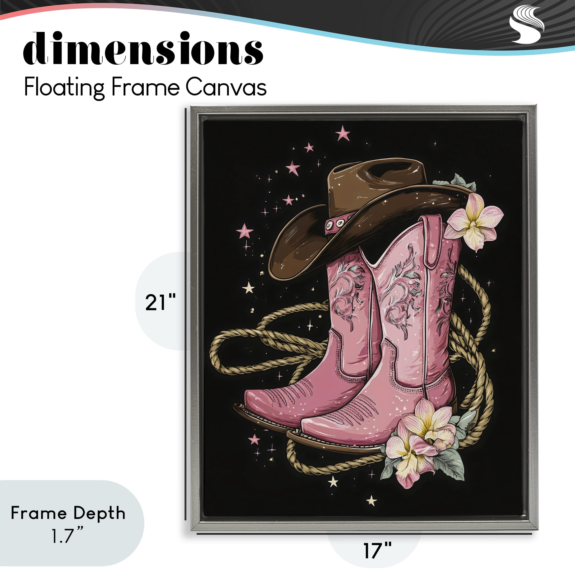 Stupell Industries Western Chic Pink Boots Gray Framed Floater Canvas Wall Art, design by Creative Studio