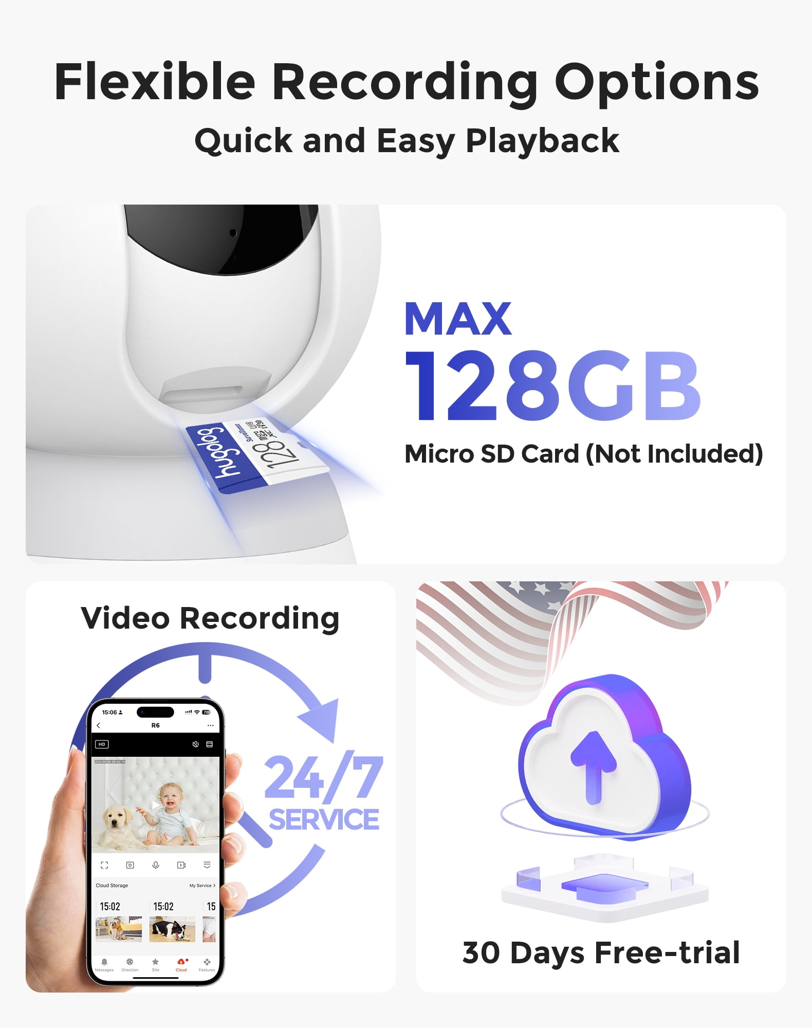 Hugolog 3K 5MP Indoor Pan/Tilt Security Camera, AI Sound Processing Ideal for Baby Monitor/Pet Camera/Home Security with 12×Zoom,Starlight Color Night Vision,Human Dectection,US Cloud,Works with Alexa