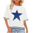 thumbnail image 2 of Horkkom T-Shirts Graphiques pour Femmes à Imprimé d'Étoiles, Col Rond, Manches Courtes, Chandails d'Été Décontractés, Cadeaux pour Femmes P, 2 of 6