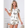 thumbnail image 2 of DARING DIVA Women's Pajama Sets Short Sleeves Bow Button Up Tops and Shorts M White, 2 of 7