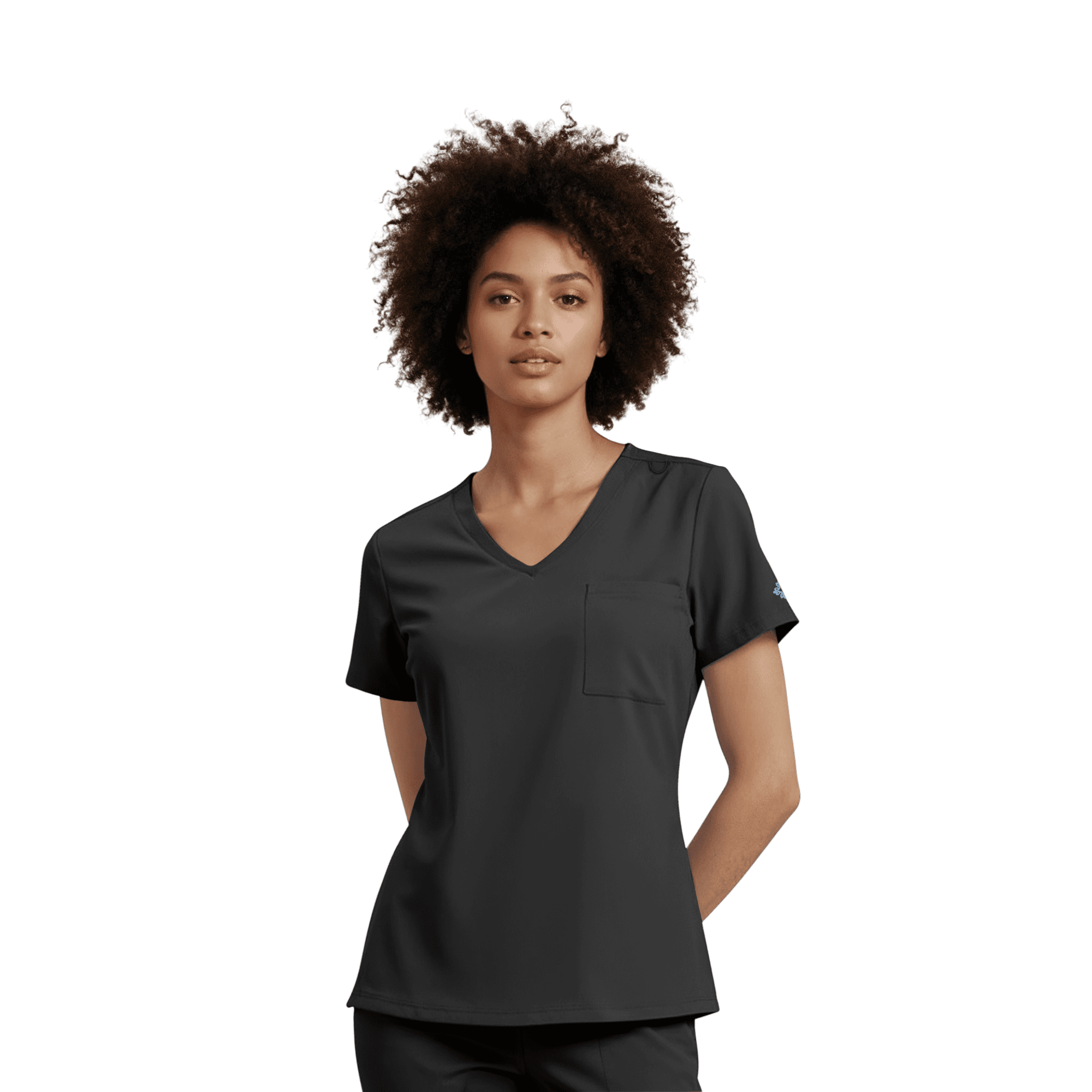 Med Couture LUMA Medical Scrubs for Women V Neck One Pocket Scrub Top Black M
