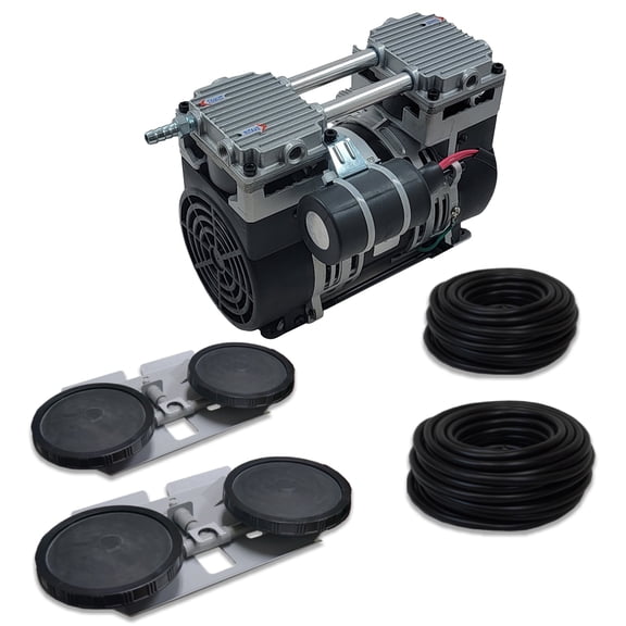 Half Off Ponds Pro Deep Water Pond Aeration System, 6.7 CFM Compressor, 200 ft 3/8 in Weighted Tubing, 2-Pack 10 in EPDM Diffusers