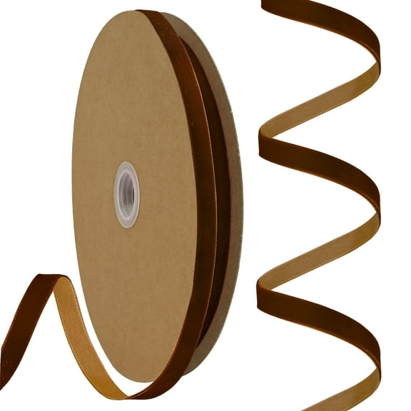 GTYBOVA 3/8 inch, 25 Yards Velvet Ribbon Single Face Thin Ribbon brown,for gift wrapping, wedding decorations, and DIY hair accessories